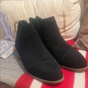 TOMS Black Suede Ankle Booties
